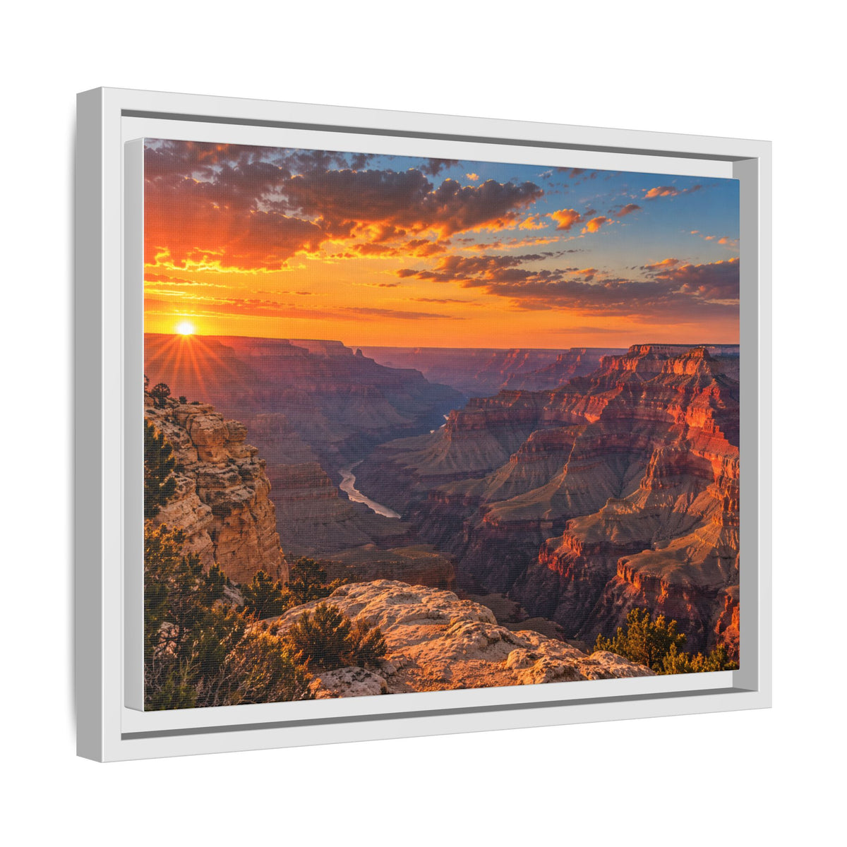 Grand Canyon sunset framed canvas print, Arizona canyon landscape wall art