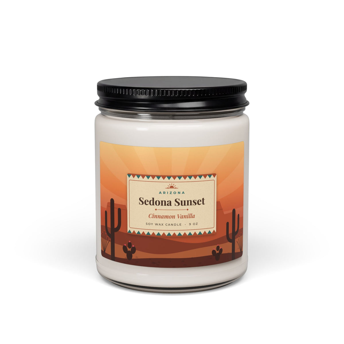 Sedona Sunset Candle – Cinnamon Vanilla Arizona Soy Candle 9oz — front view