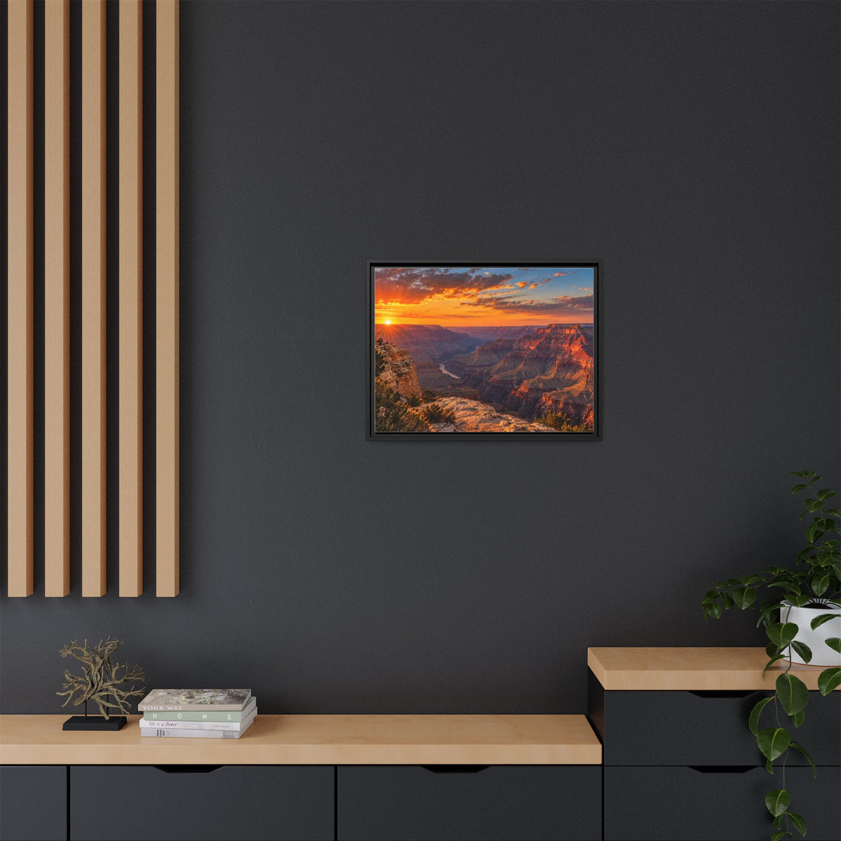 Grand Canyon sunset framed canvas print, Arizona canyon landscape wall art