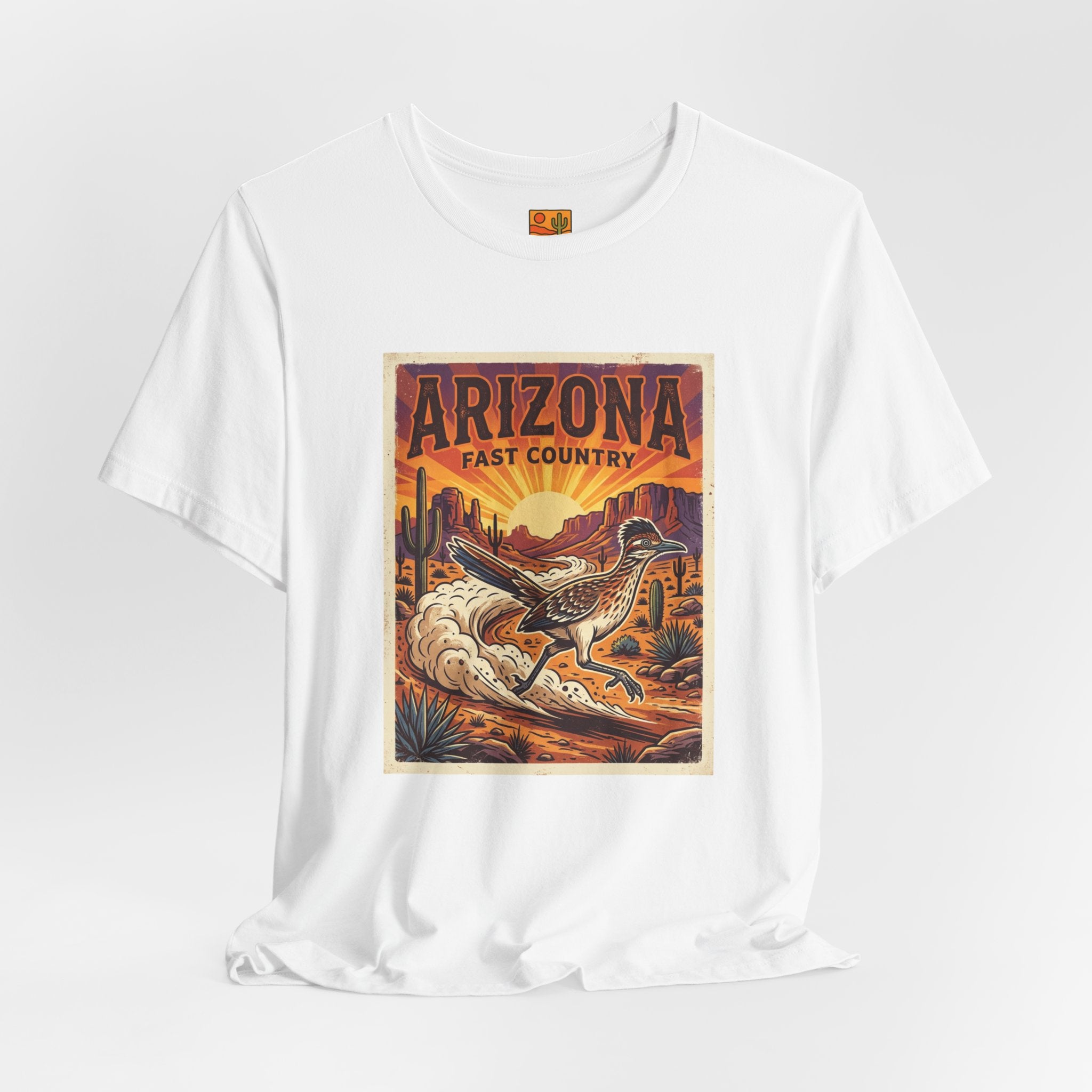 Arizona Fast Country Tee — Vintage Roadrunner Desert Graphic T-Shirt — side view 2