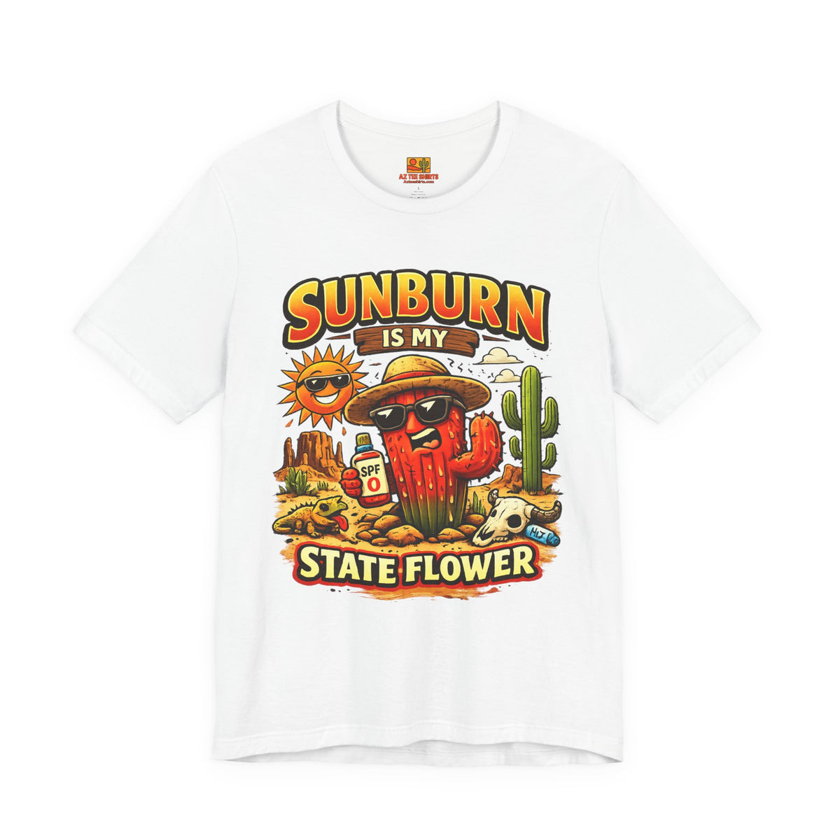 Arizona Desert Sunset Coyote & Saguaro T-Shirt — back view 2