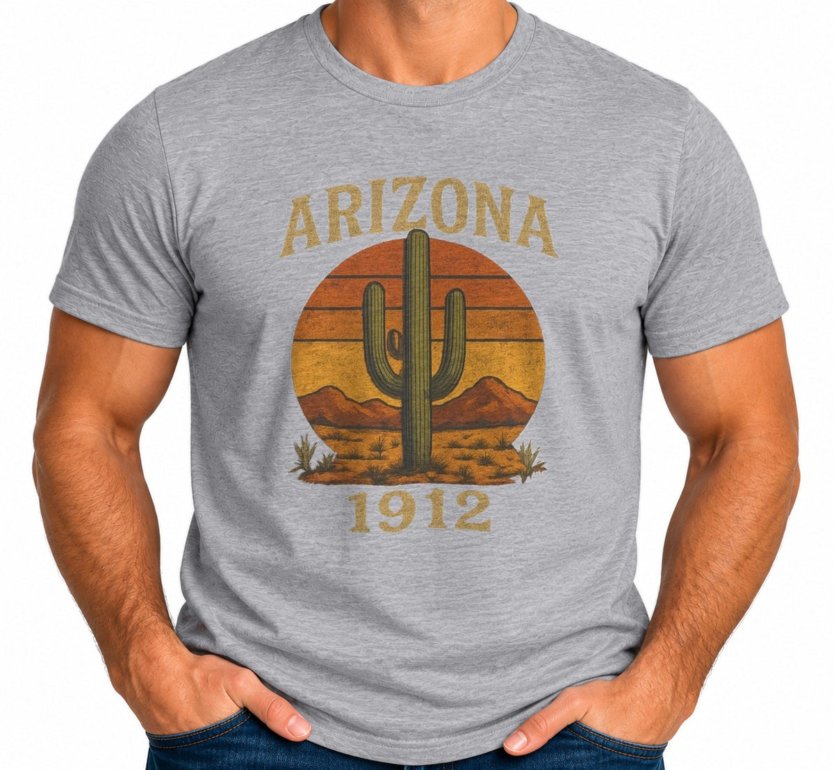 Man wearing the Arizona 1912 Cactus T-Shirt