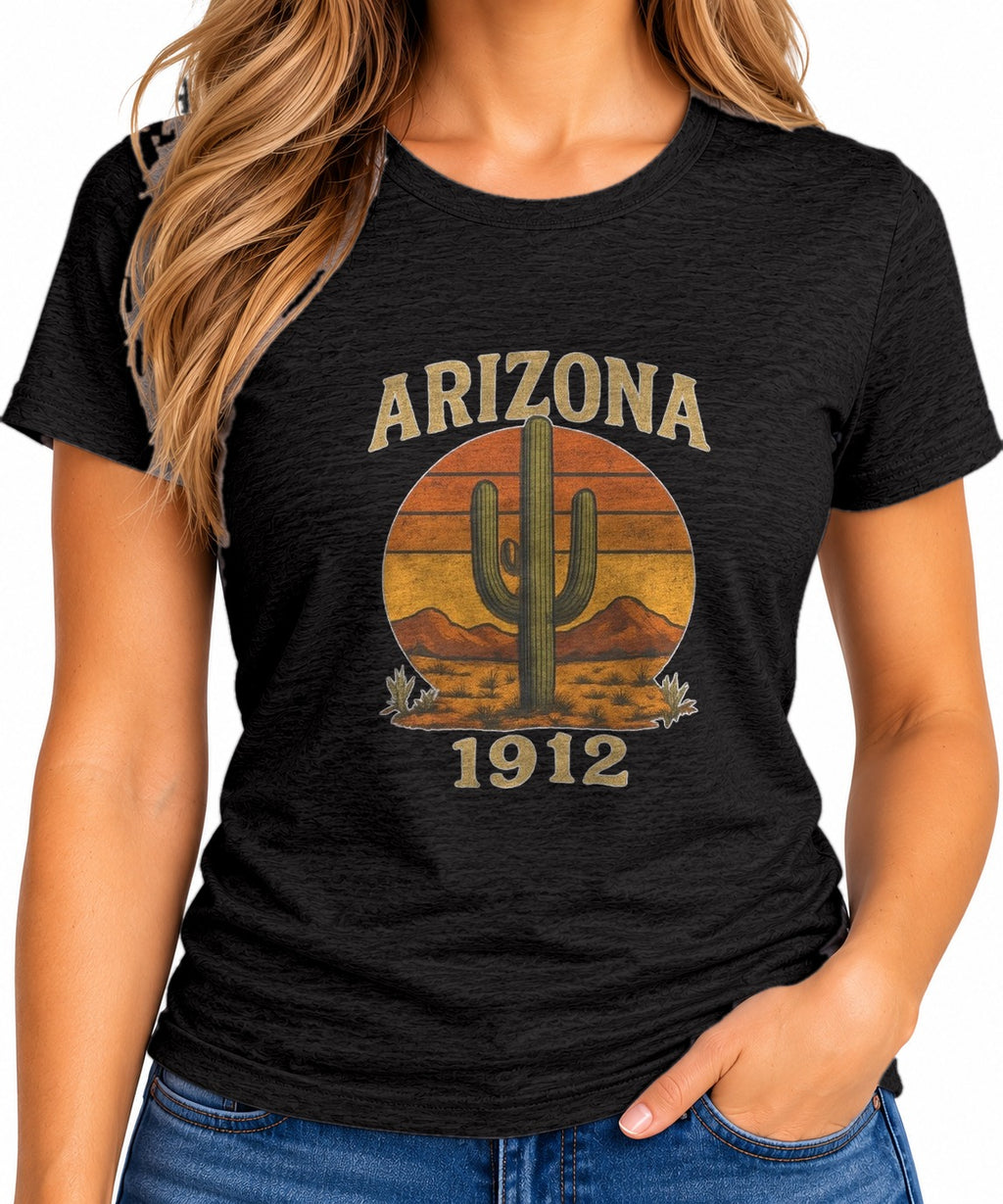 Woman wearing the Arizona 1912 Cactus T-Shirt
