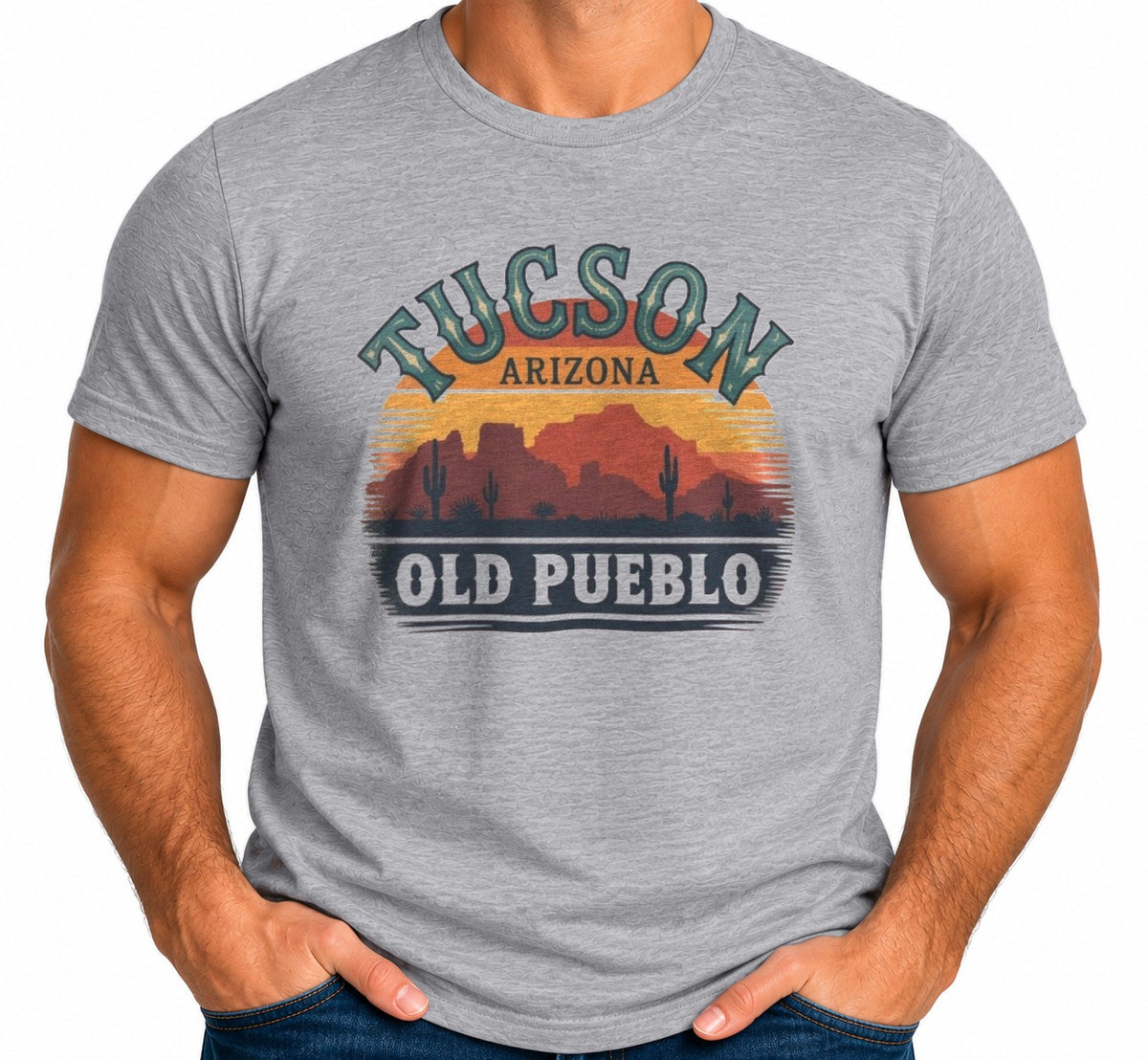 Man wearing the Tucson Arizona Old Pueblo T-Shirt