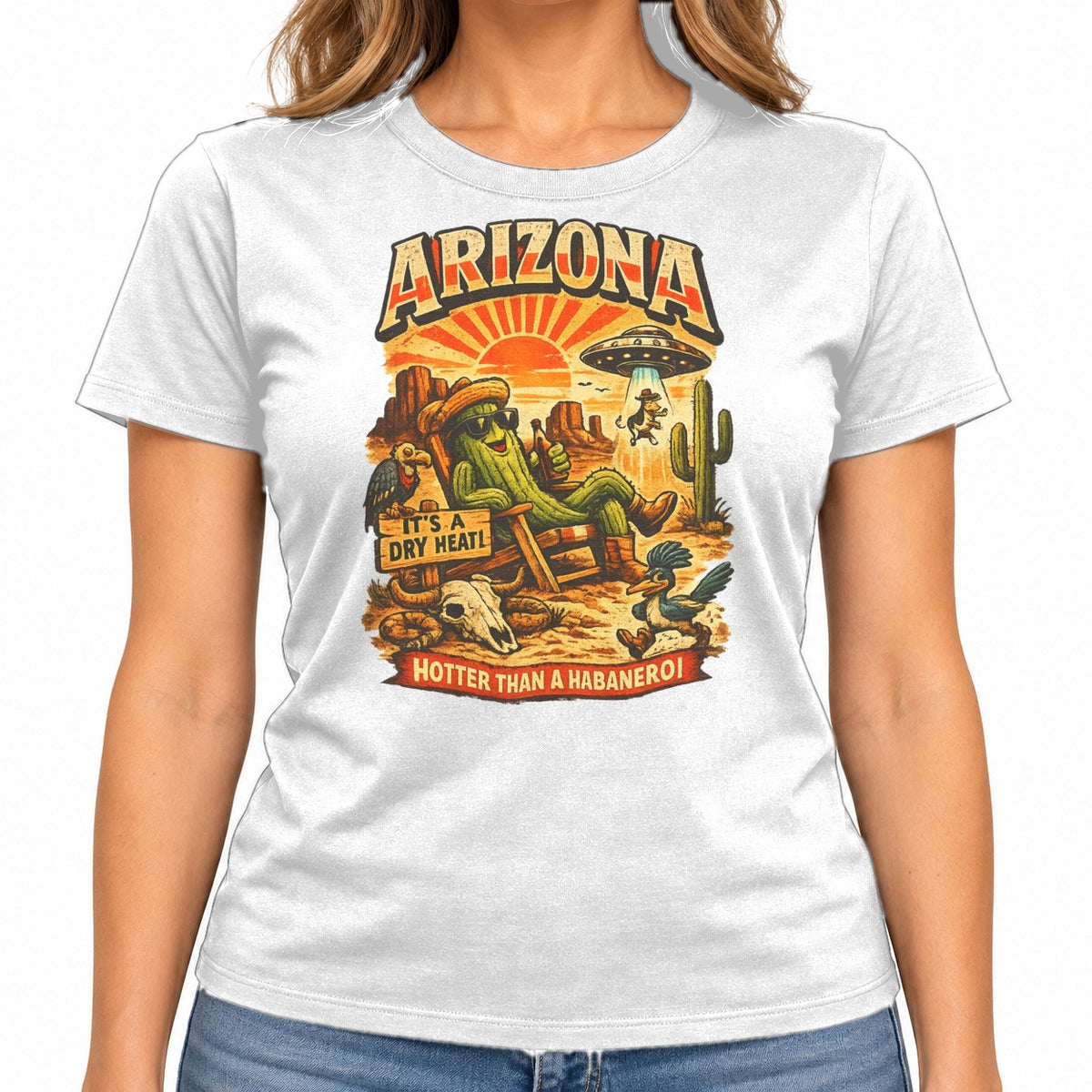 Woman wearing the Hotter Than a Habanero T-Shirt