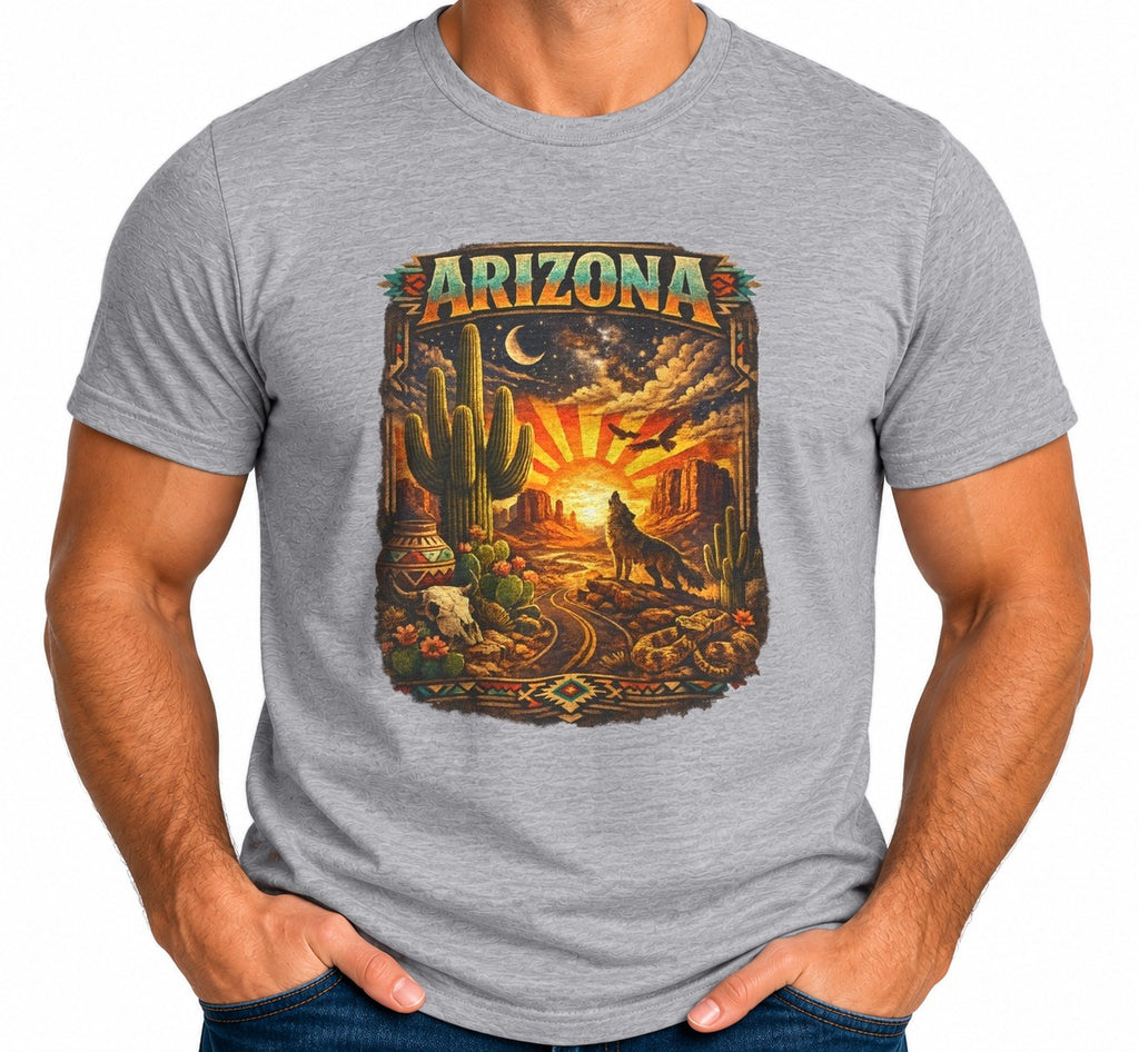 Man wearing the Arizona Desert Sunset T-Shirt