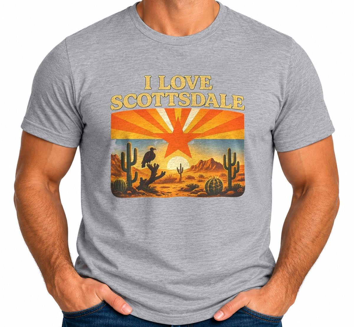 Man wearing the Scottsdale Desert Retro T-Shirt