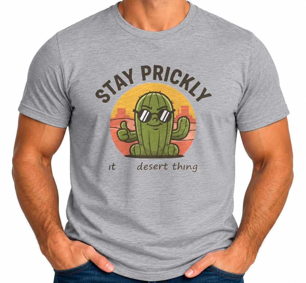 Man wearing the Stay Prickly T-Shirt