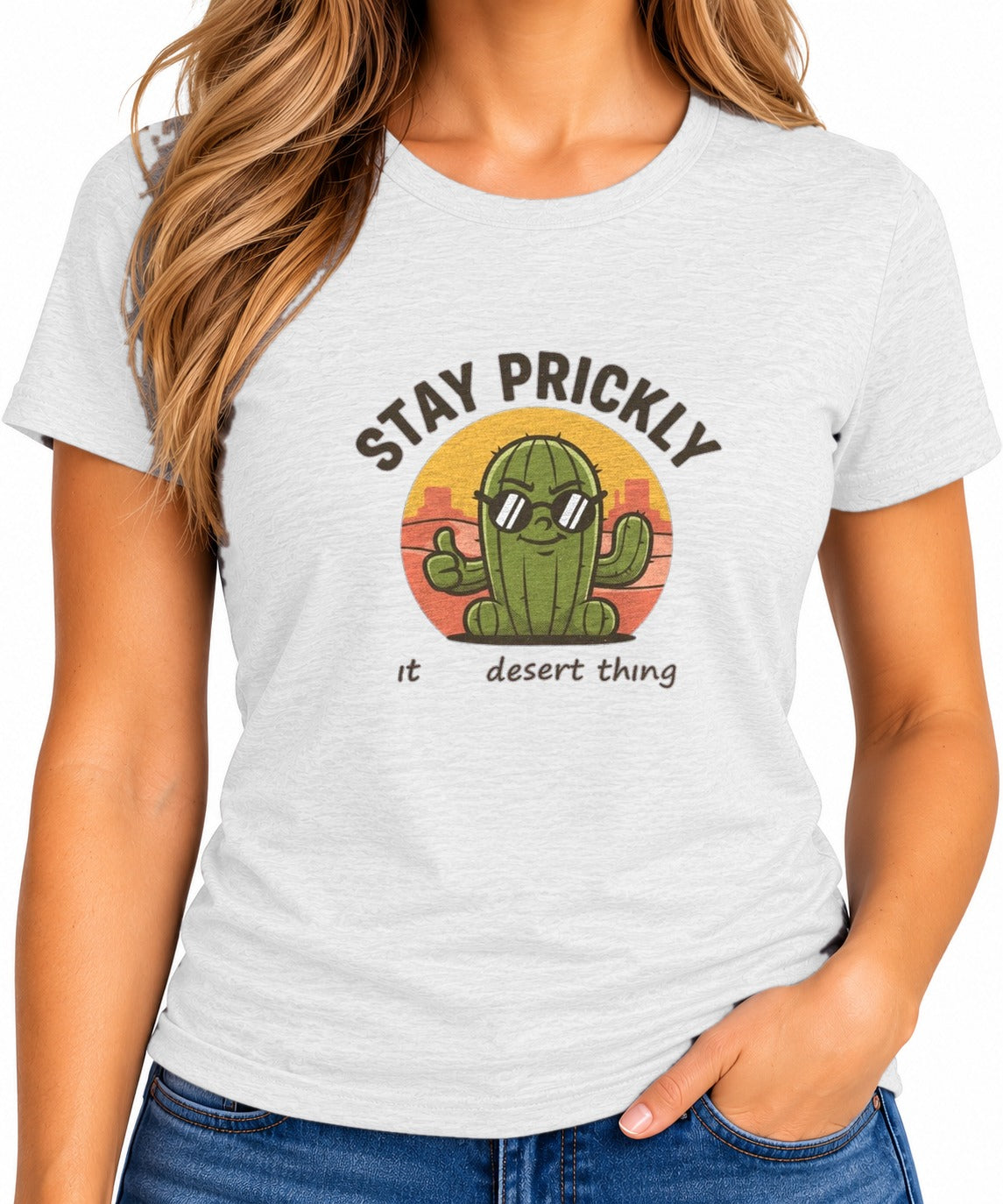 Woman wearing the Stay Prickly T-Shirt