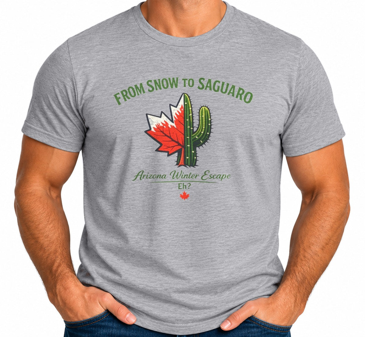 Man wearing the Arizona Winter Escape T-Shirt