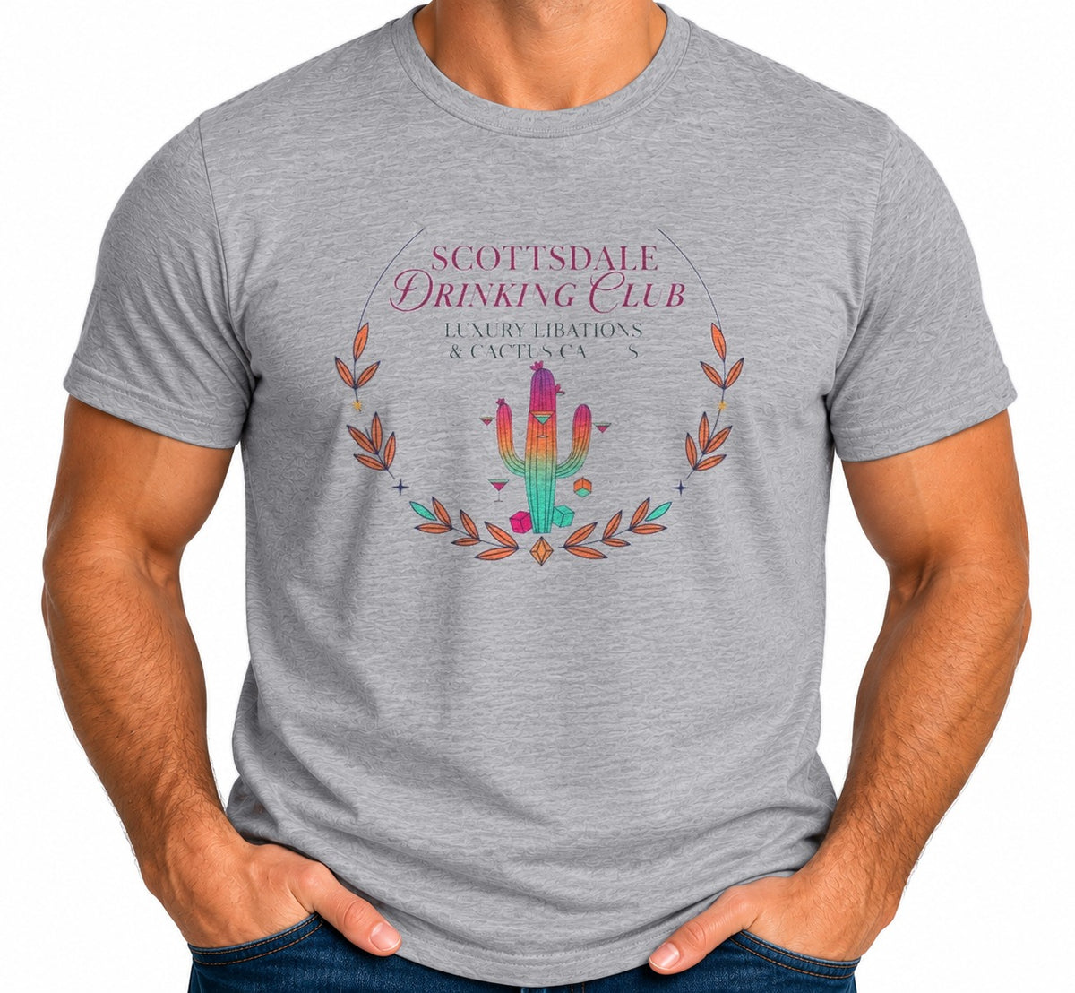 Man wearing the Scottsdale Drinking Club T-Shirt