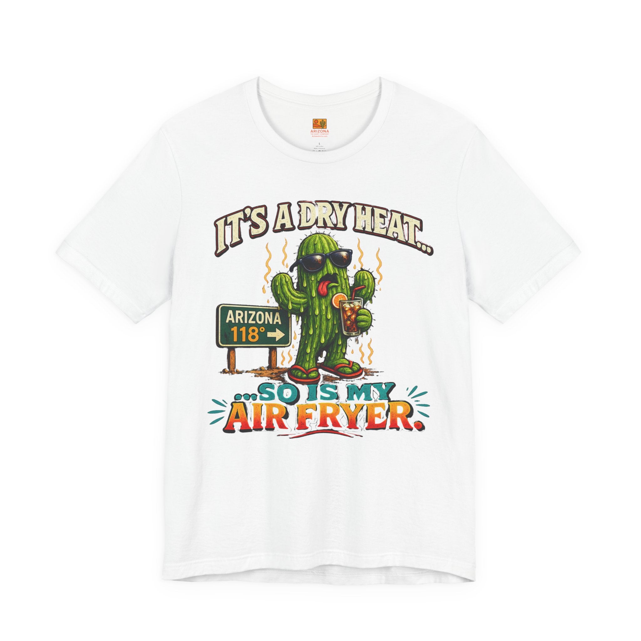 Funny Cactus 'It's a Dry Heat... So Is My Air Fryer' T-Shirt — side view 2