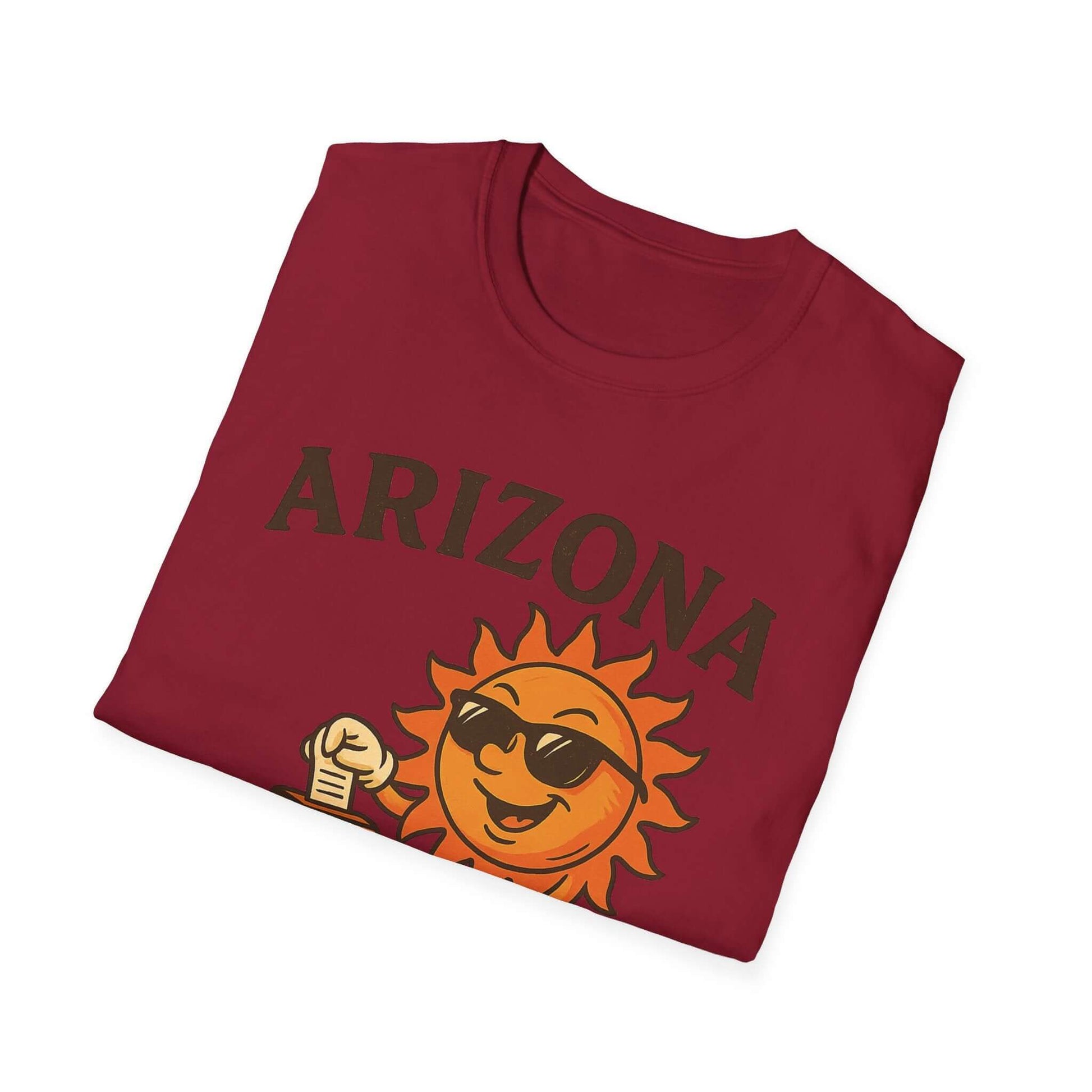 Arizona sun graphic t-shirt, fun and stylish vacation apparel for summer and casual outings.