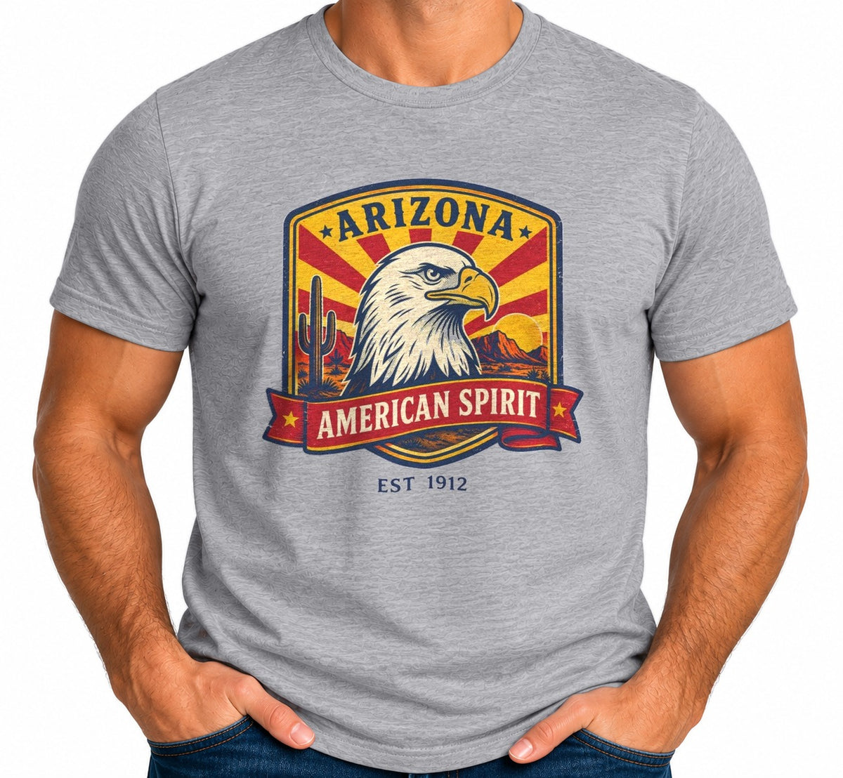 Man wearing the Arizona American Spirit Eagle T-Shirt
