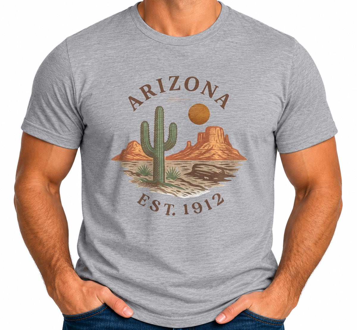Man wearing the Arizona Desert Graphic T-Shirt