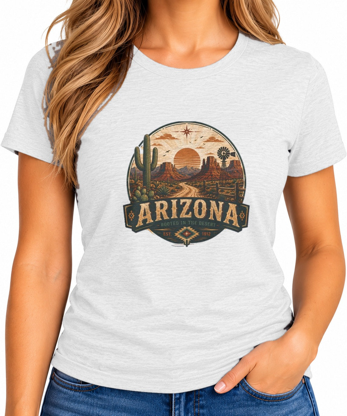 Woman wearing the Arizona Desert T-Shirt