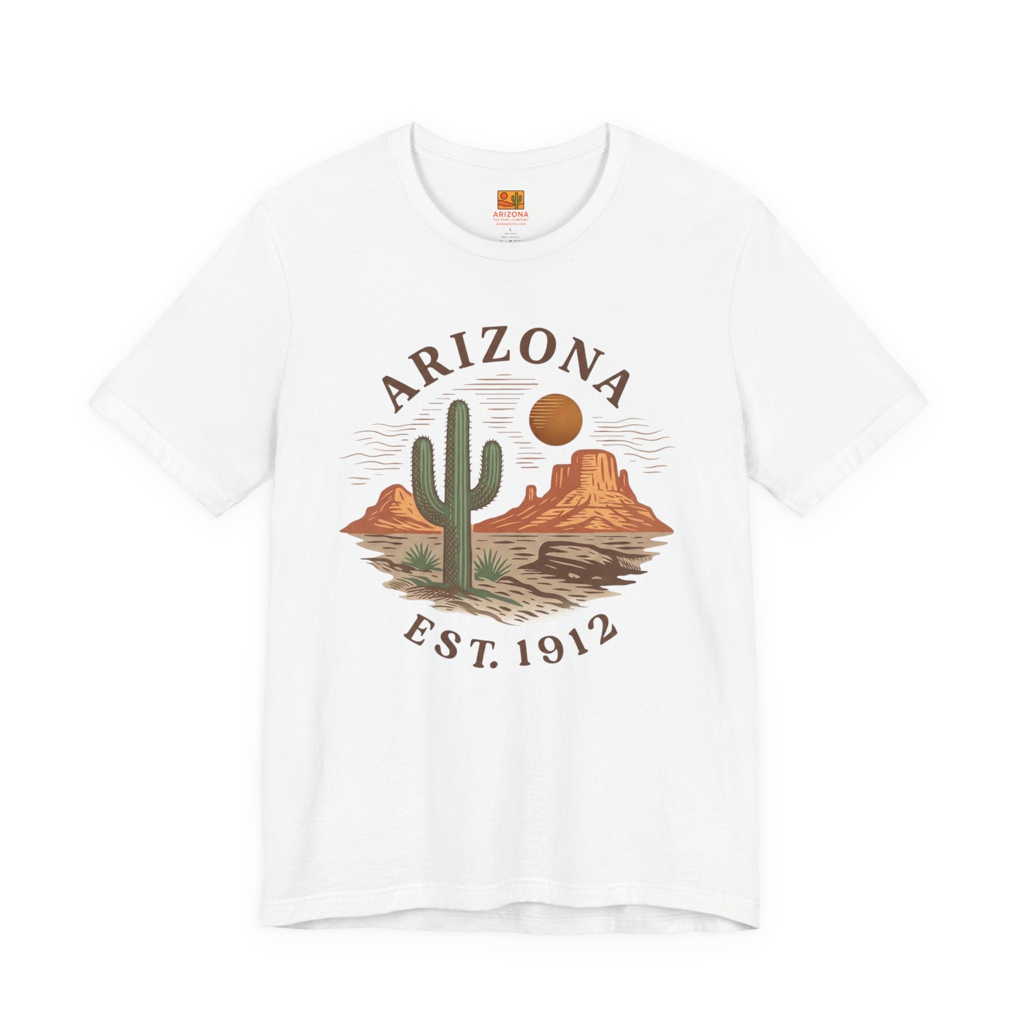 Arizona Desert Graphic Tee — 'Arizona Est. 1912' Cactus Sunset T-Shirt — side view 2