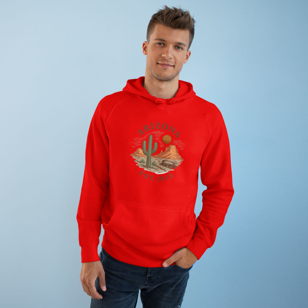 Arizona Desert Hoodie — Cactus Landscape "Est. 1912" Pullover