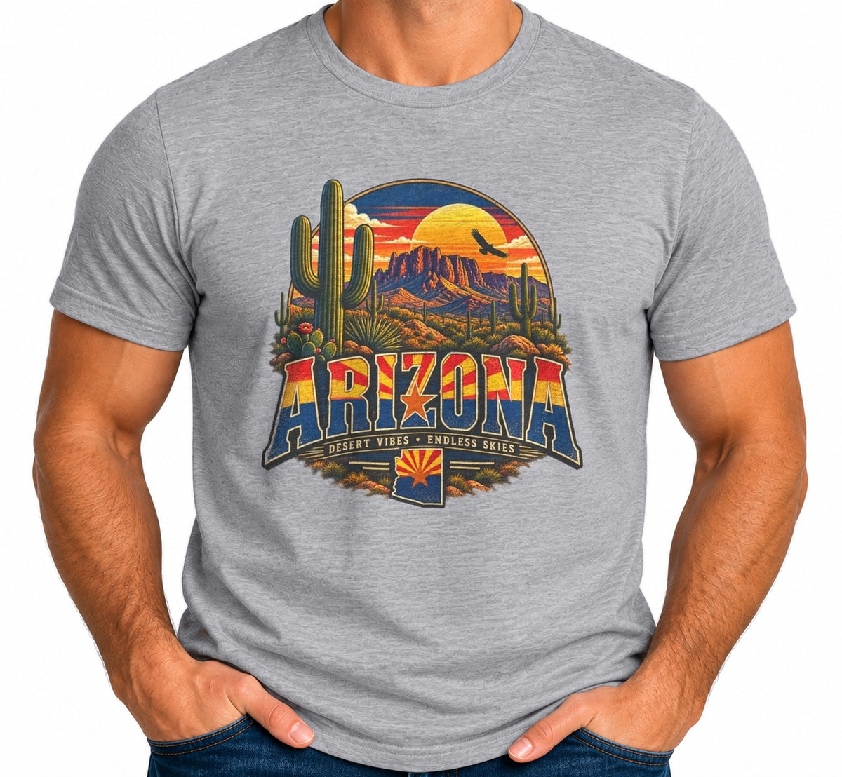 Man wearing the Arizona Sunset T-Shirt