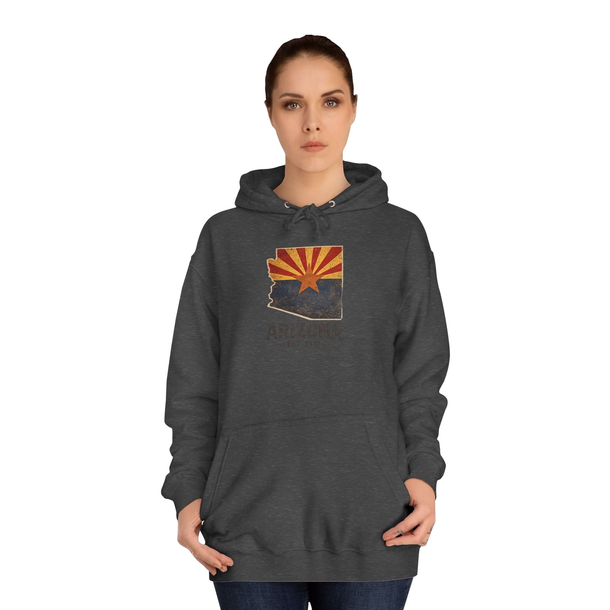 Arizona State Flag Pullover Hoodie — Vintage 'Arizona Est. 1912' Graphic Sweatshirt — detail view 3