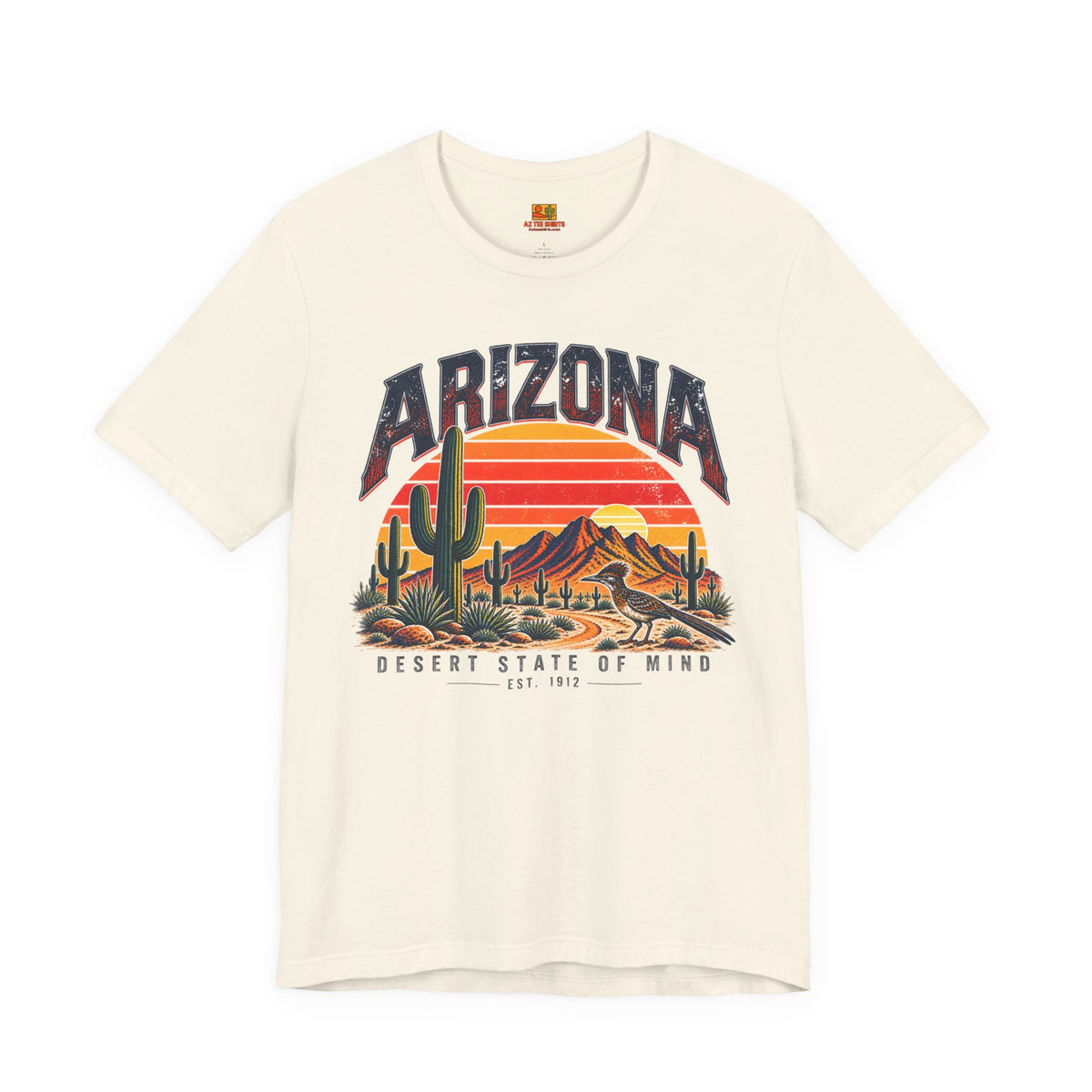 Arizona Desert State vintage graphic t-shirt with saguaro cactus, mountains and sunset