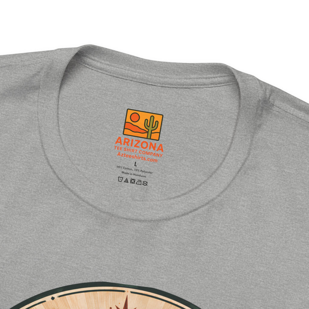 Arizona Desert Tee — Retro Sunset Cactus Arizona T-Shirt — detail view