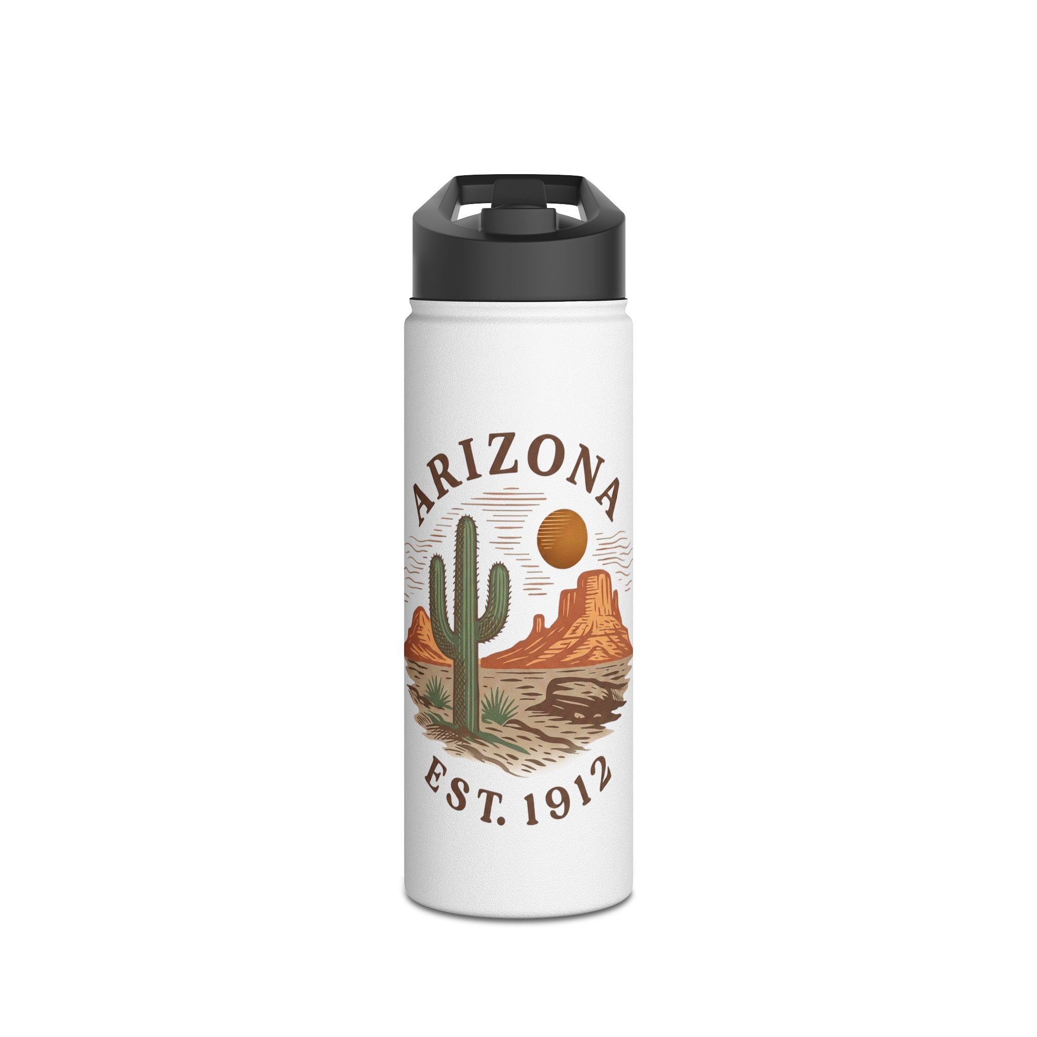Arizona Desert Stainless Steel Water Bottle — 'Arizona Est. 1912' Travel Bottle — back view