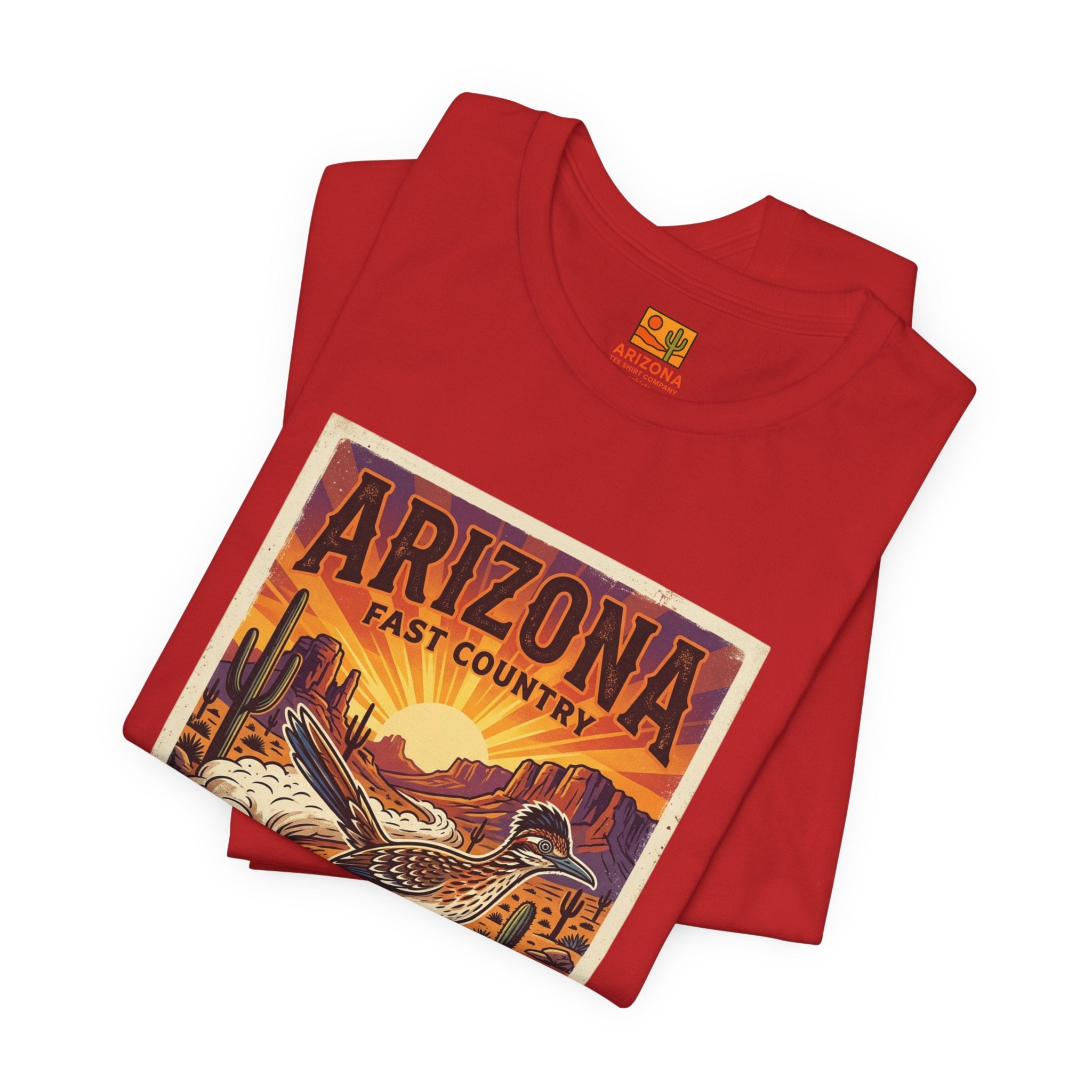 Arizona Fast Country Tee — Vintage Roadrunner Desert Graphic T-Shirt — back view 3