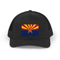 Arizona flag embroidered trucker hat - Black, front view
