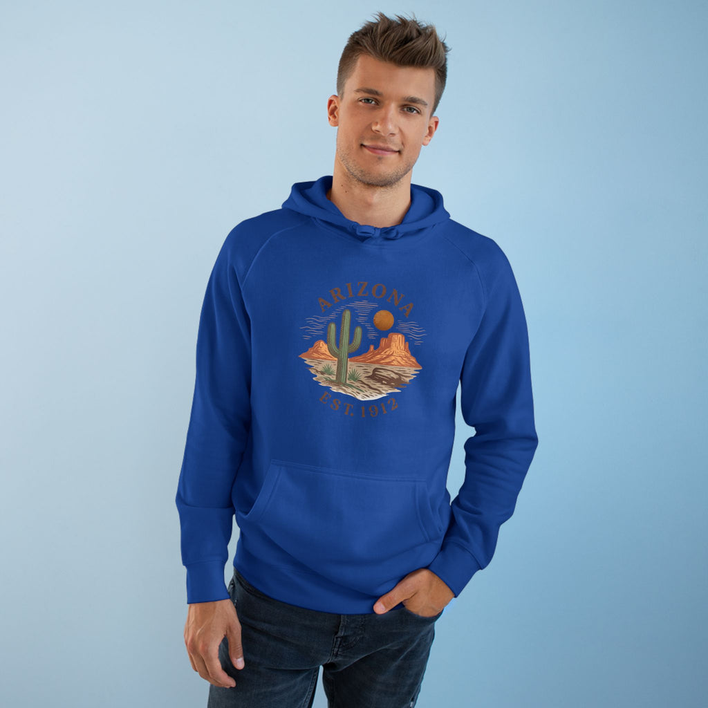 Arizona Desert Hoodie — Cactus Landscape "Est. 1912" Pullover