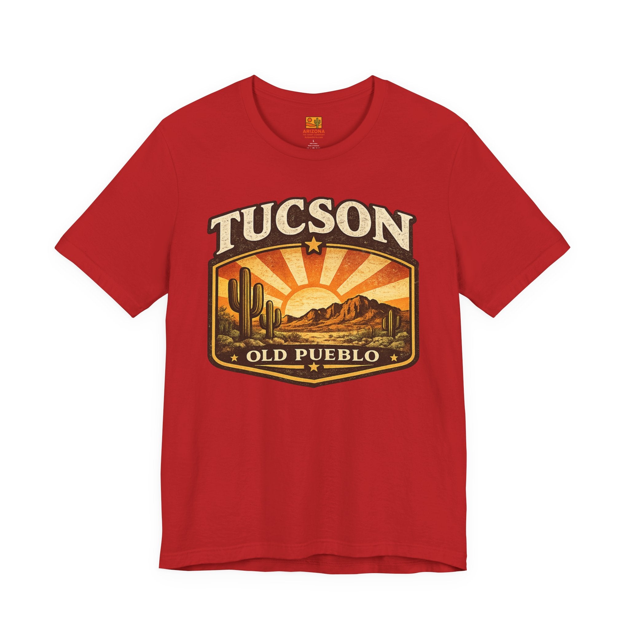 Tucson Vintage Sunset Tee — 'Old Pueblo' Desert Graphic T-Shirt — back view