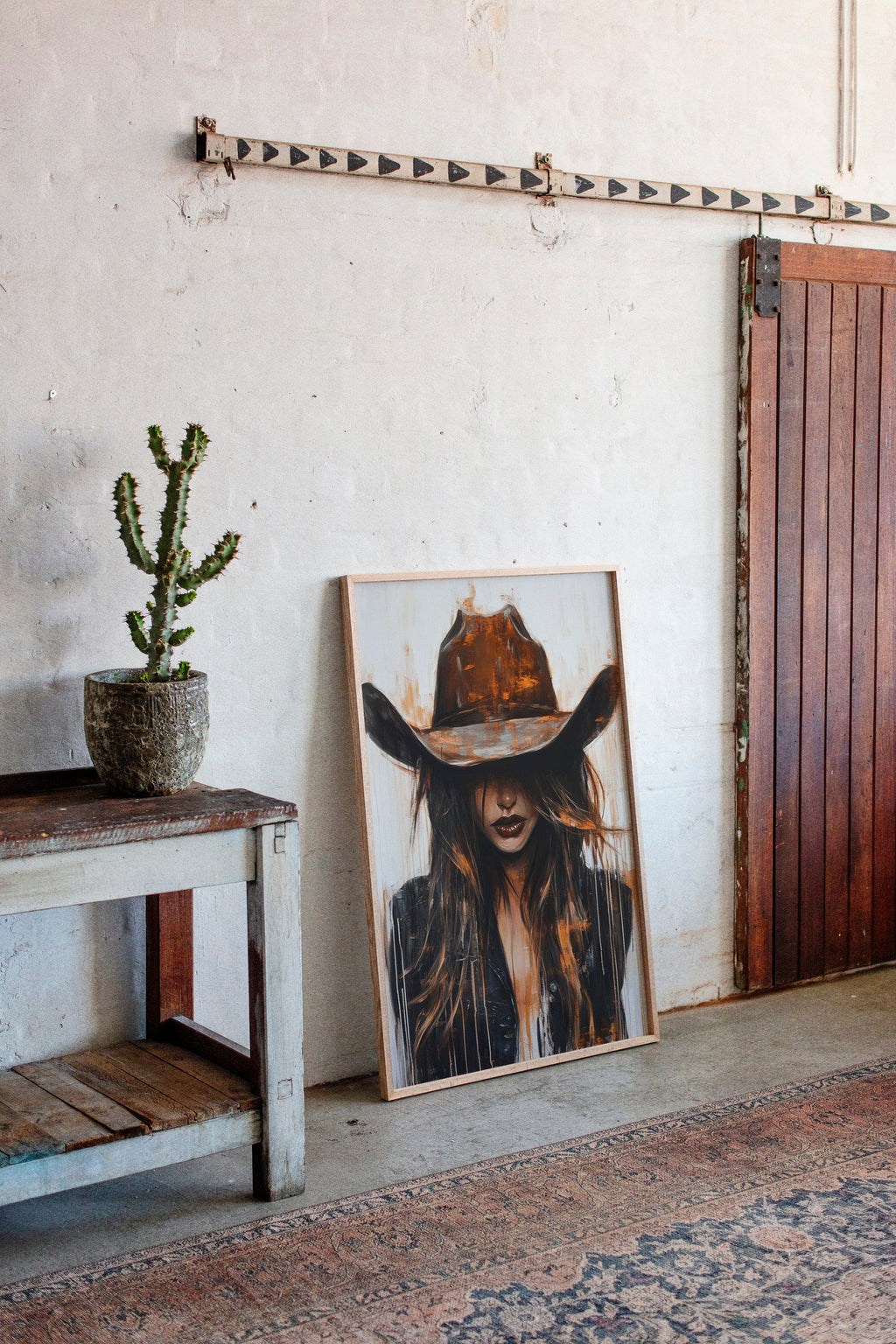 Cowgirl in Crimson modern Western cowgirl painting wall art, view 12