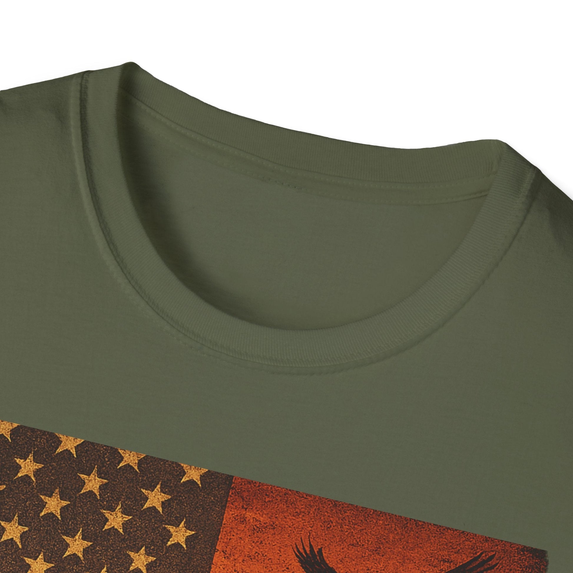 Close-up of Arizona Sunset unisex t-shirt featuring vibrant graphic and classic crew neckline.