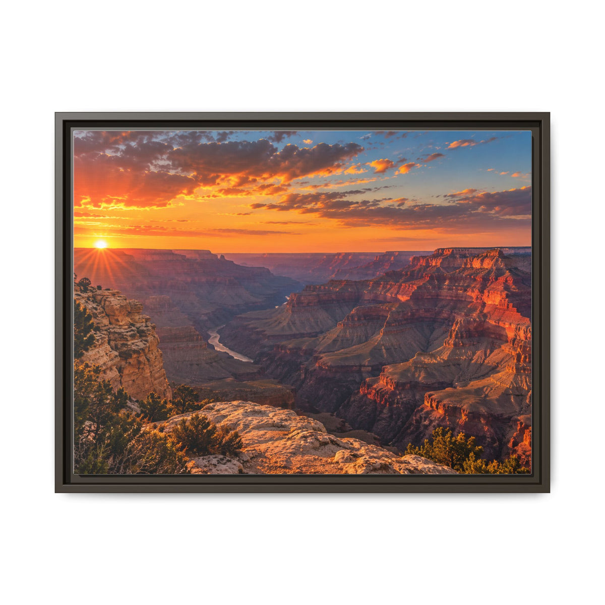 Grand Canyon sunset framed canvas print, Arizona canyon landscape wall art