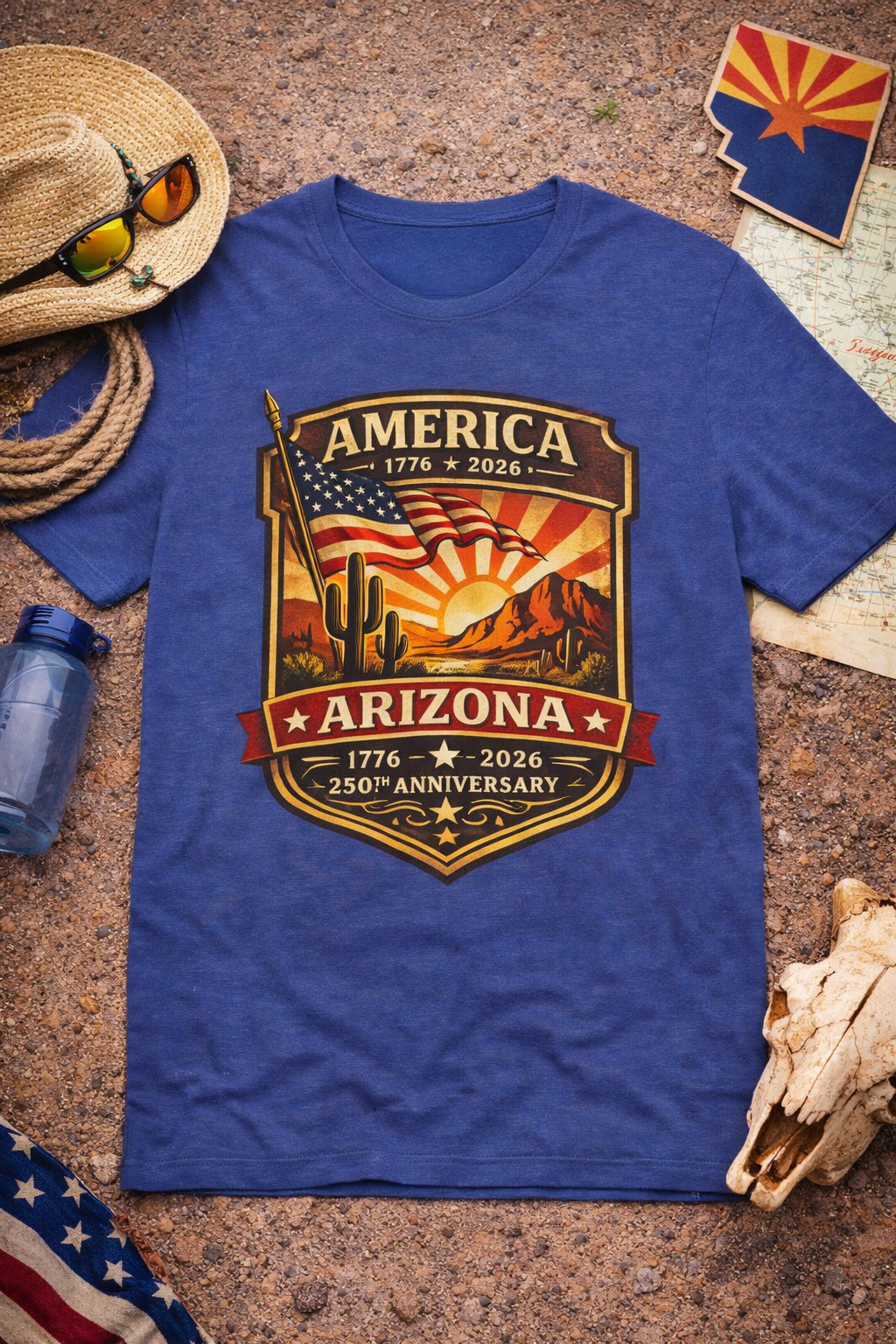 Arizona 250th Anniversary Tee — "America Arizona 1776–2026" Commemorative T-Shirt — front view