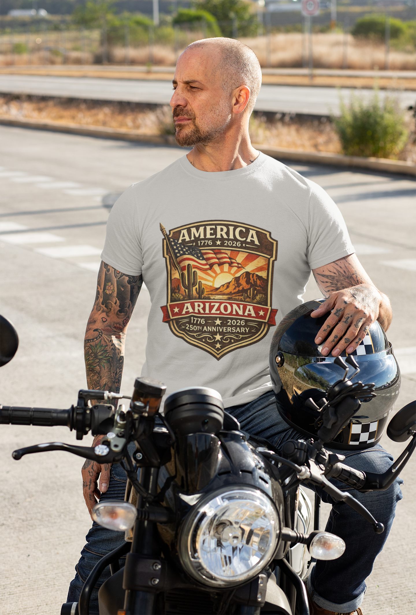 Arizona 250th Anniversary Tee — "America Arizona 1776–2026" Commemorative T-Shirt — detail view