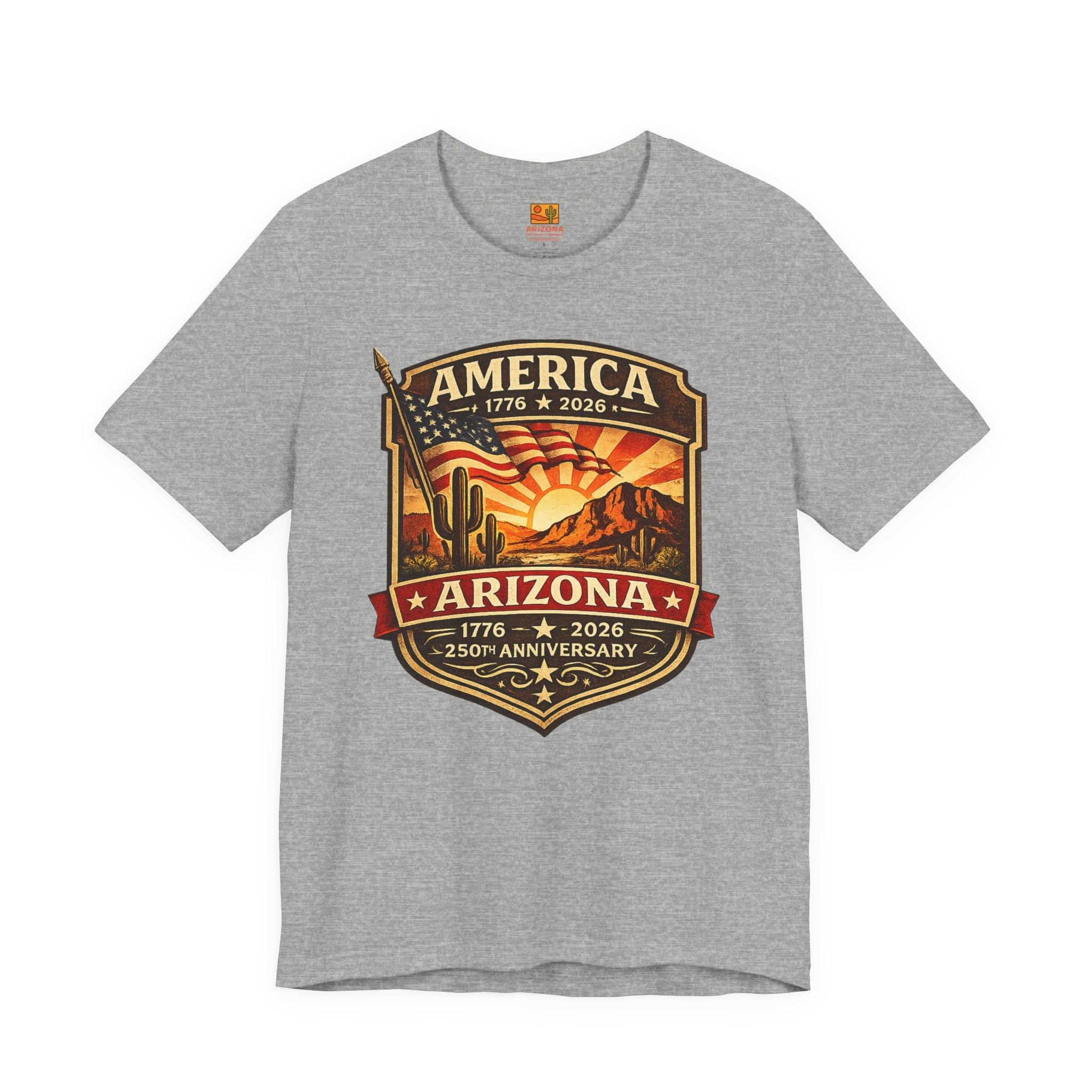 Arizona 250th Anniversary Tee — "America Arizona 1776–2026" Commemorative T-Shirt — front view 2