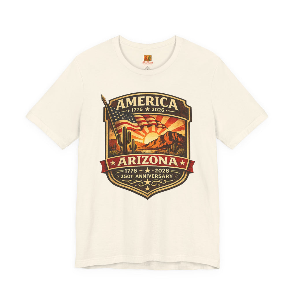 Arizona 250th Anniversary Tee — "America Arizona 1776–2026" Commemorative T-Shirt — side view 2