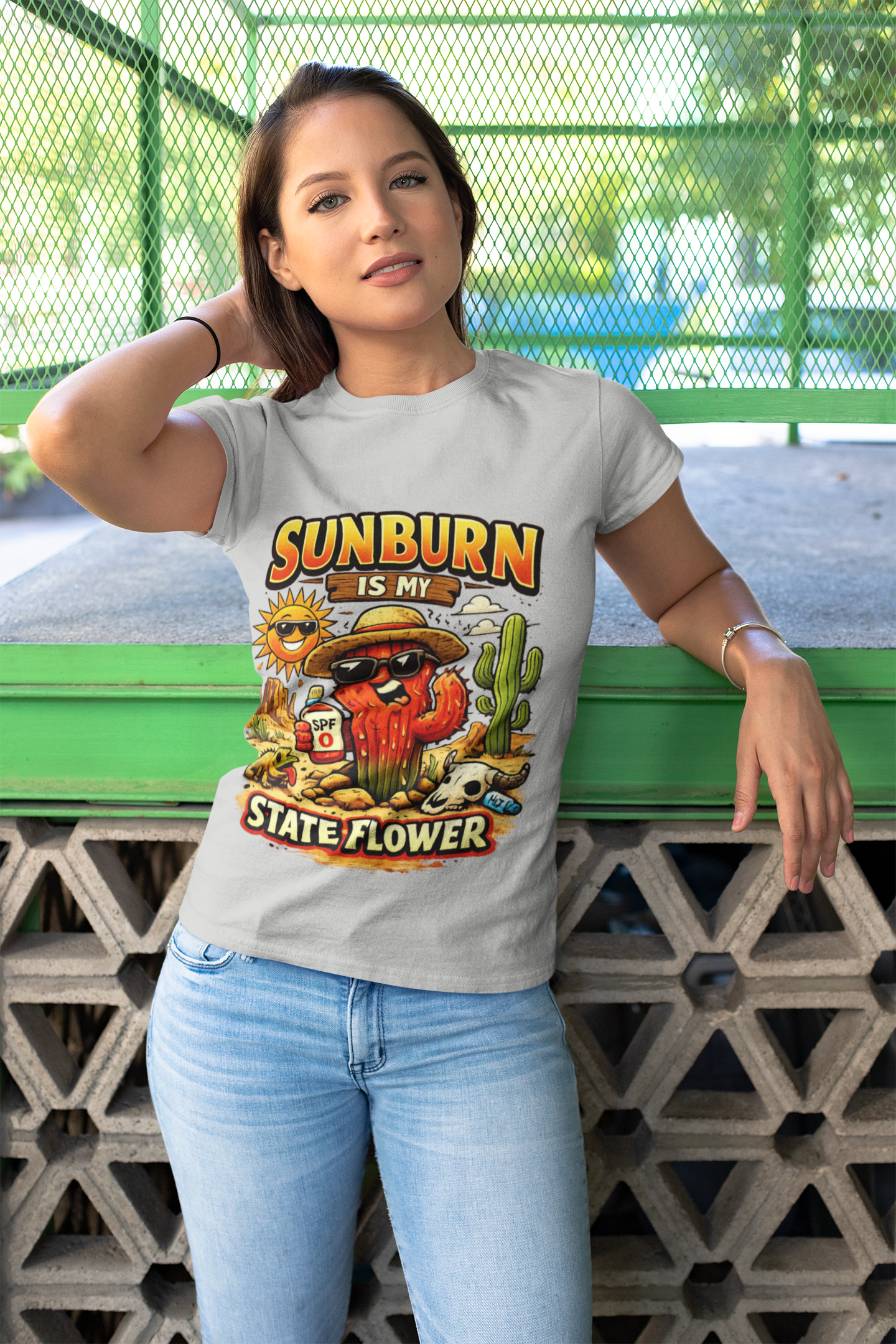 Arizona Desert Sunset Coyote & Saguaro T-Shirt — side view