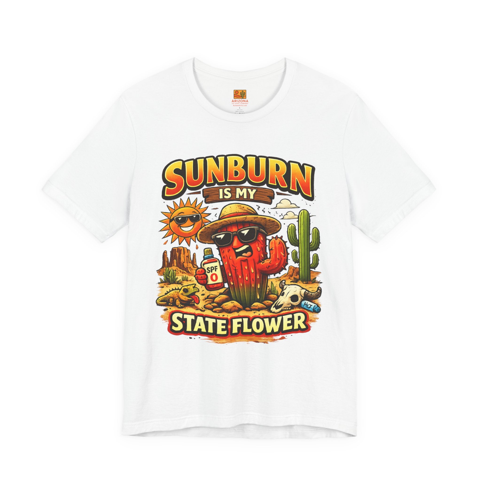 Arizona Desert Sunset Coyote & Saguaro T-Shirt — back view 2