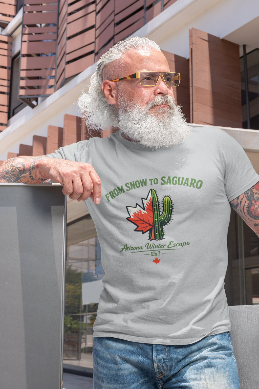 Arizona Winter Escape Tee — "From Snow to Saguaro" — front view