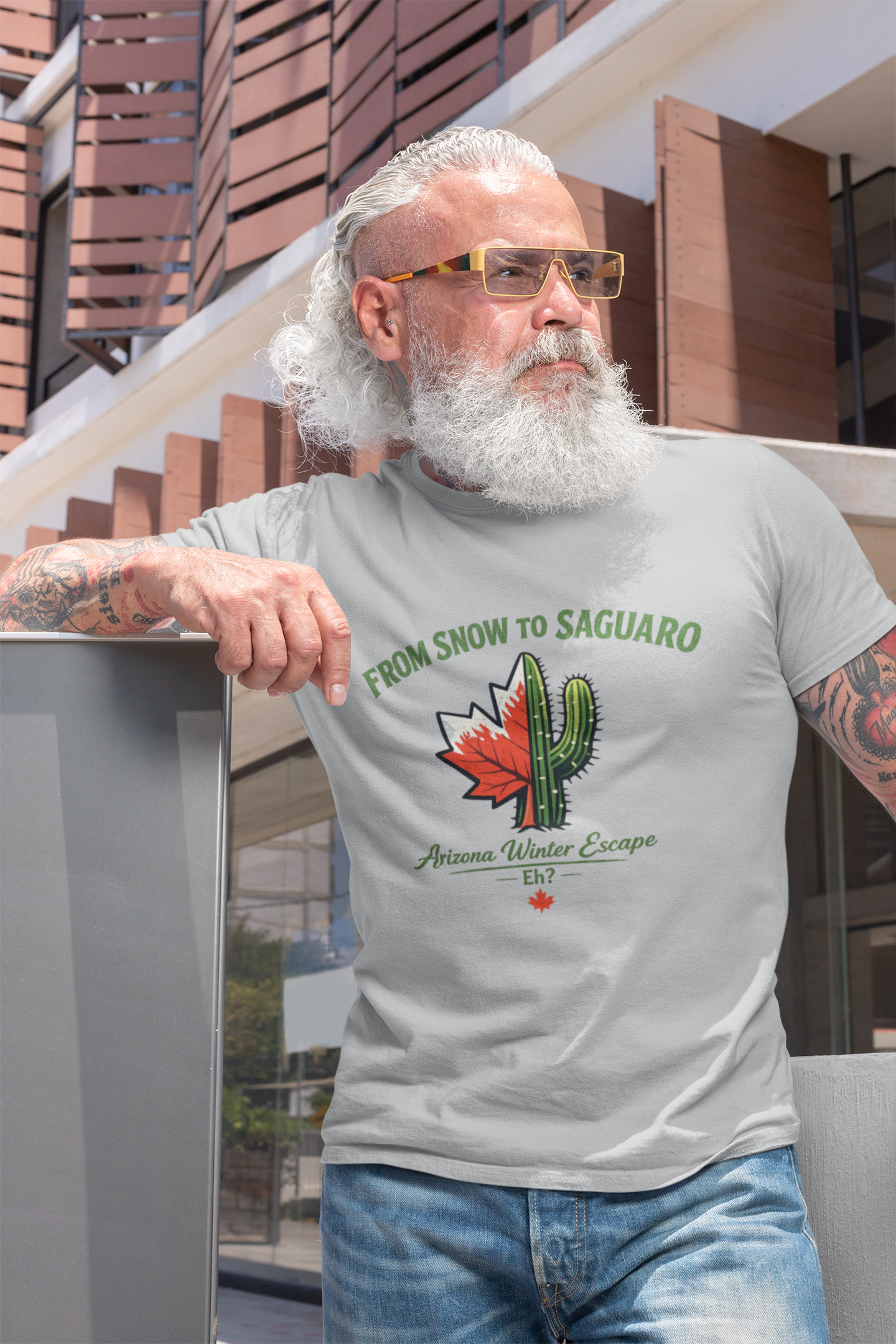 Arizona Winter Escape Tee — "From Snow to Saguaro" — front view