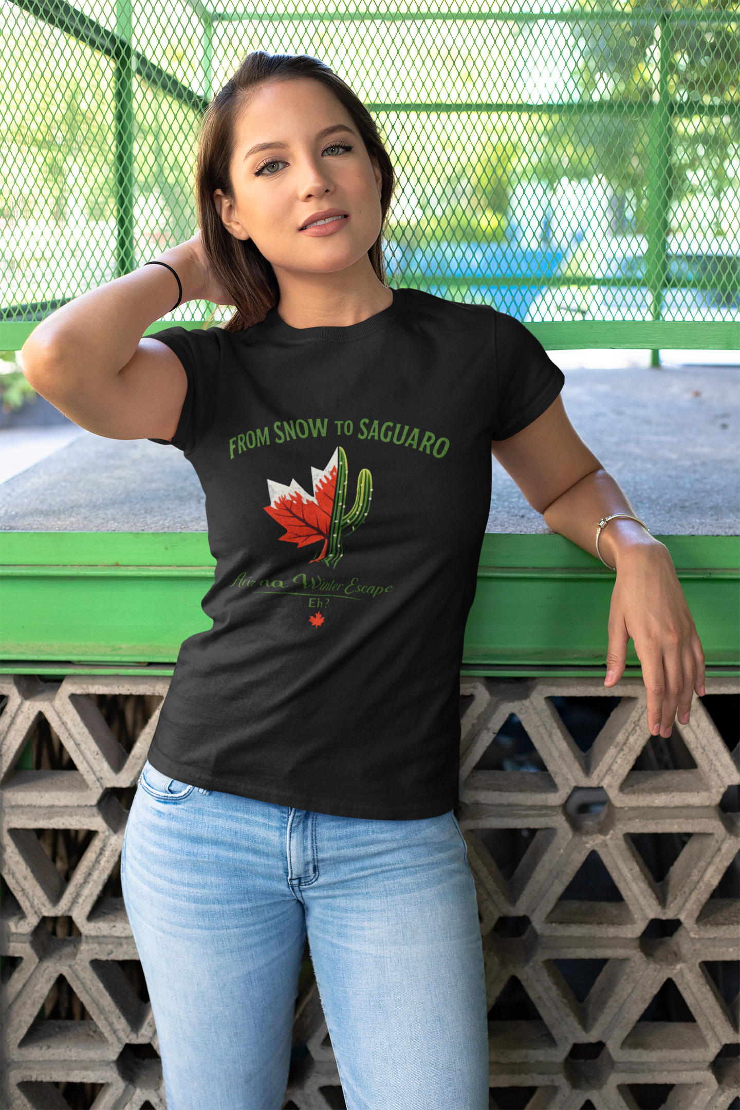 Arizona Winter Escape Tee — "From Snow to Saguaro" — back view