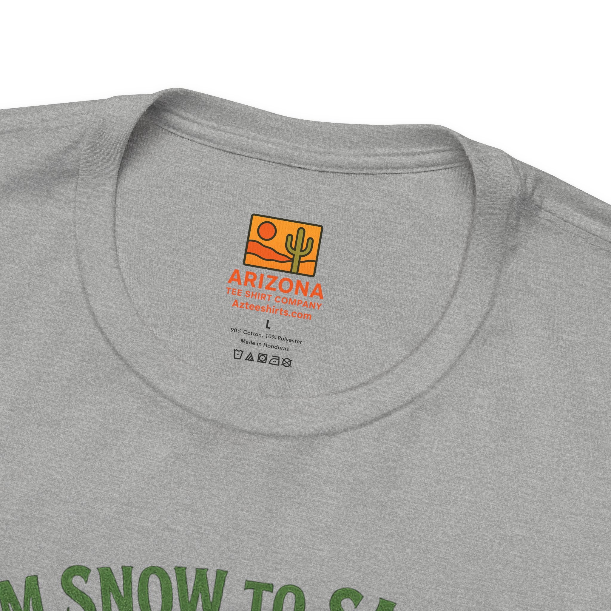 Arizona Winter Escape Tee — "From Snow to Saguaro" — detail view