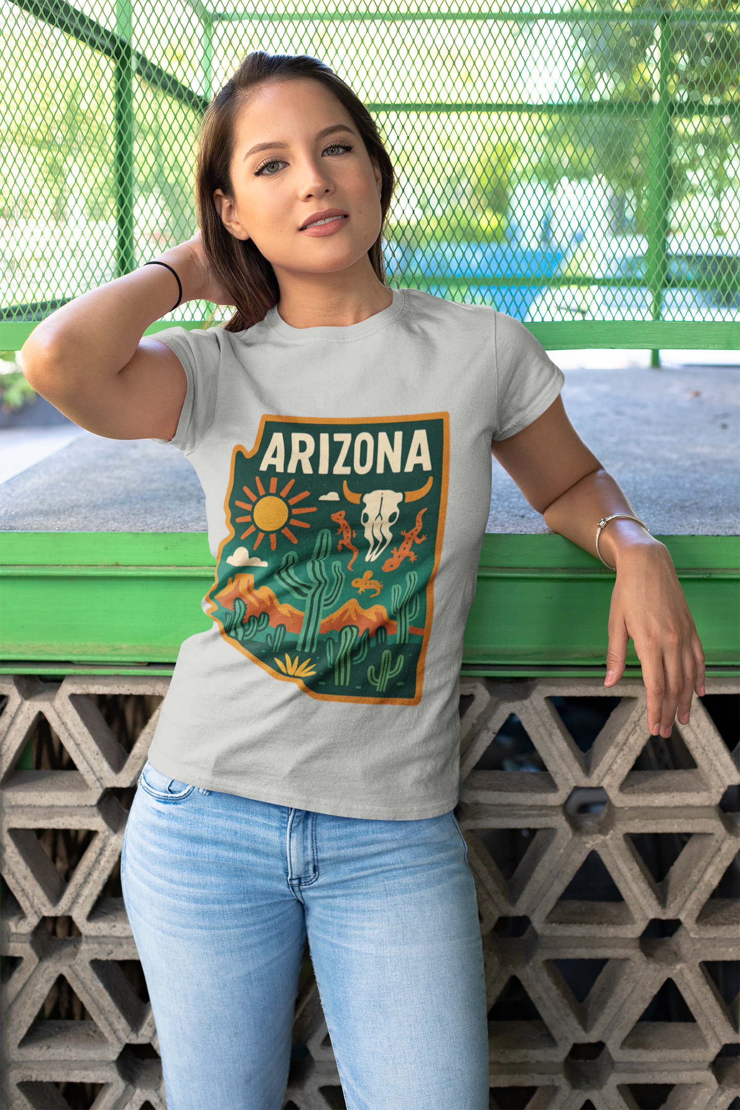 Cactus, Skull & Sunset T‑Shirt — side view