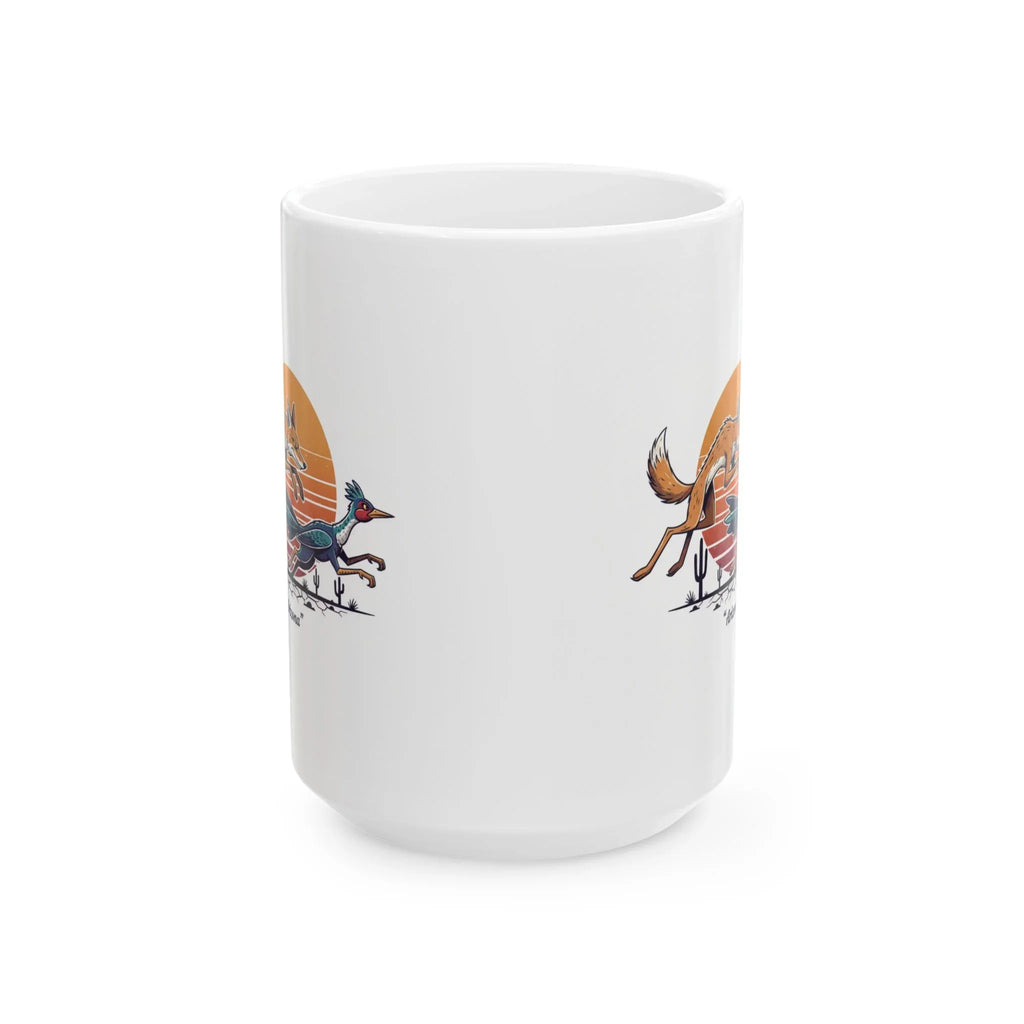 Coyote Wins Ceramic Mug — 'coyote wins' Text Design (11oz & 15oz) — back view