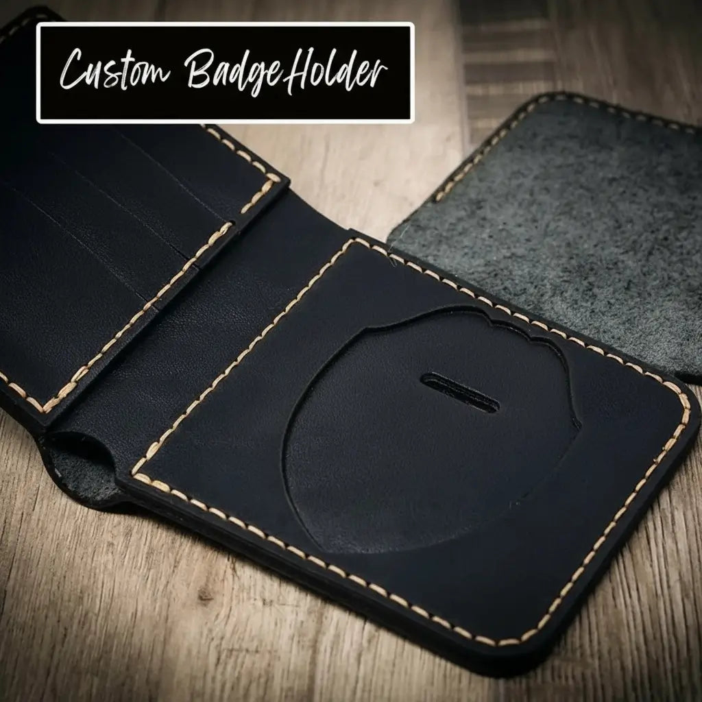 Minimalist leather badge wallet, view 21