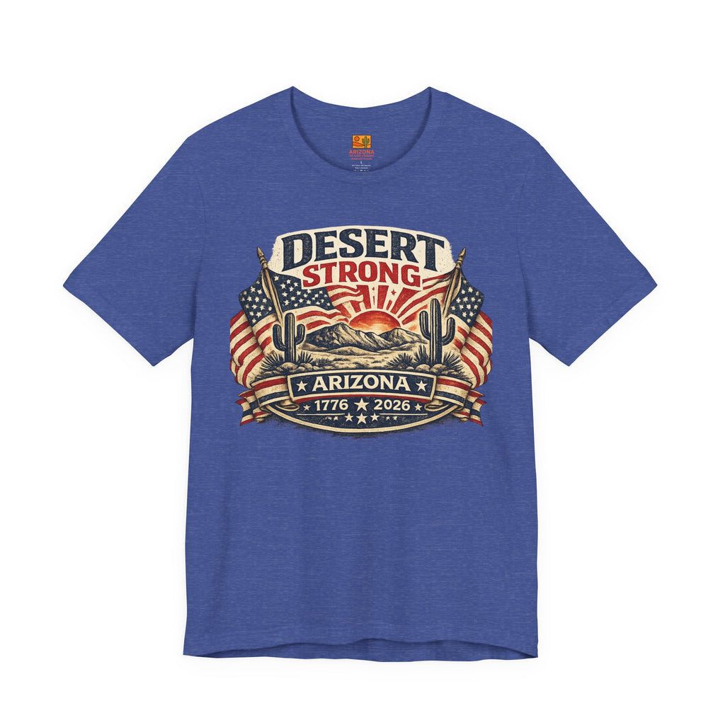 Desert Strong Arizona Tee — Patriotic Flag & Cactus Vintage Graphic Shirt — alternate view