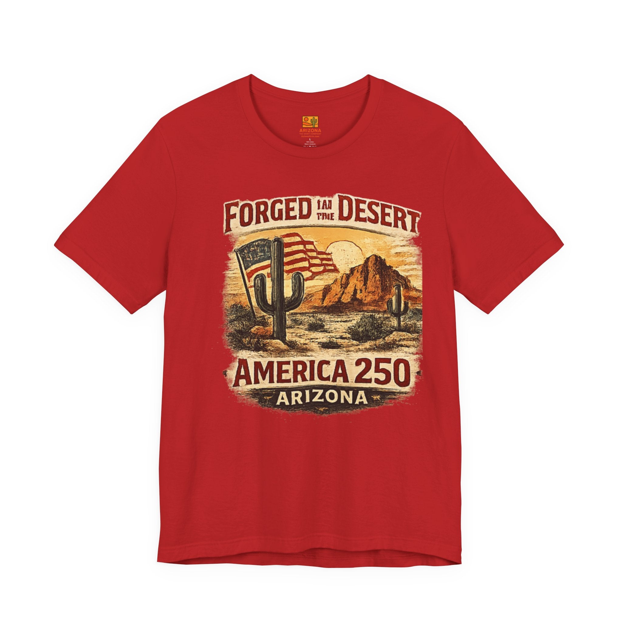 Forged in the Desert Arizona Tee — America 250 Vintage Desert Graphic T-Shirt — back view 2