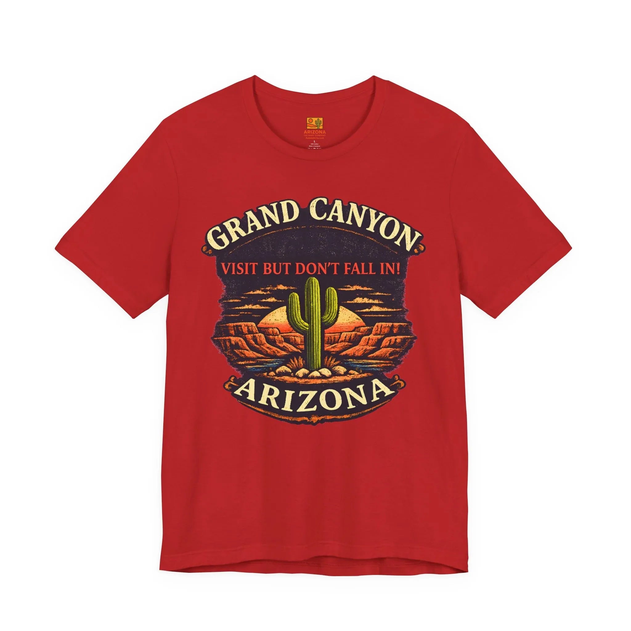 Grand Canyon 'Visit But Don't Fall In' T-Shirt — Arizona Desert Cactus Souvenir — back view 2
